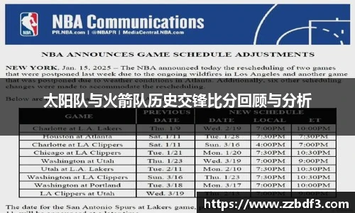 太阳队与火箭队历史交锋比分回顾与分析